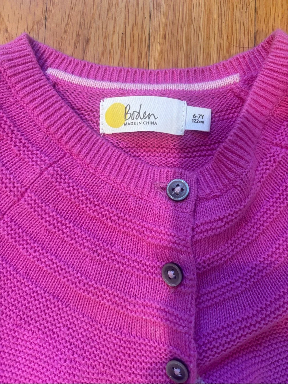 Mini Boden - Girls' Fuchsia Knit Cardigan - Sz 6-7Y
